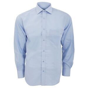 Kustom Kit Mens  Non Iron Long Sleeve Shirt / Light Blue